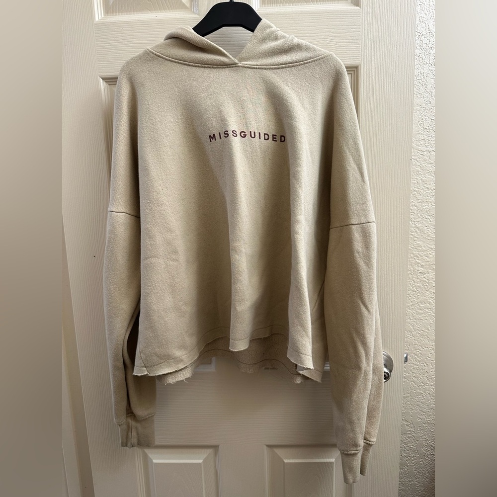 Missguided Beige Logo Sweatshirt with Maroon Text
